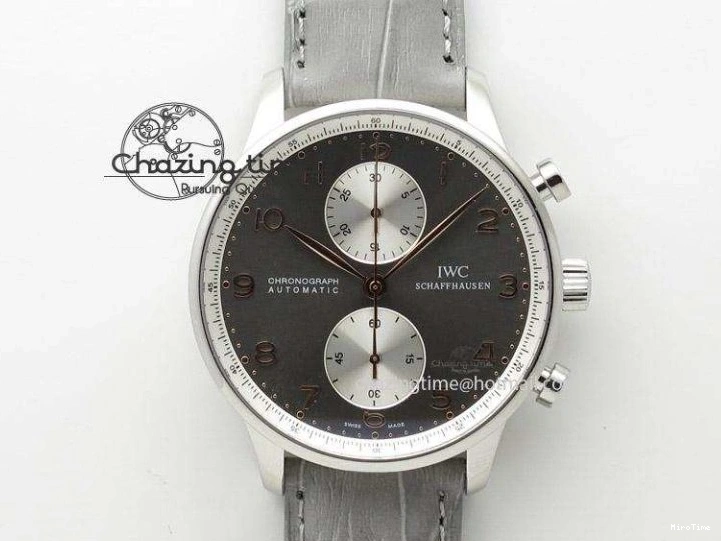 MIROTIME 0427 Sustainable Portuguese IW5444 SS White Dial RG Numbers On Brown Leather Strap A 7256